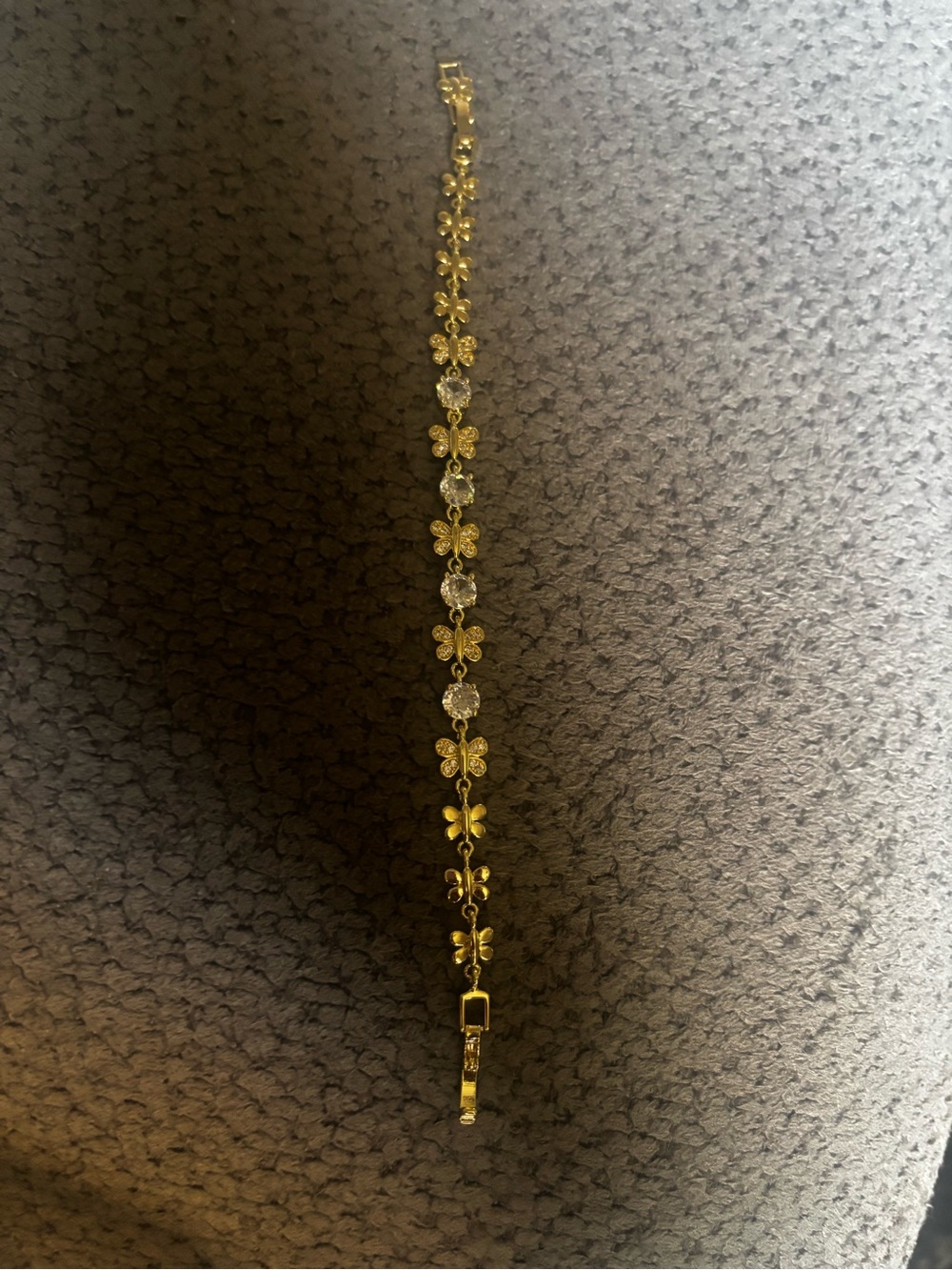 Gold Butterfly Crystal Bracelet - Elegant Women’s Jewelry. Double clasp.